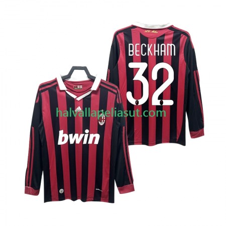 Jalkapallo Pelipaidat/Peliasut AC Milan BECKHAM 32 2009 2010 Retro Kotipaita Pitkähihainen